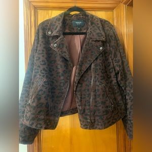 Corduroy leopard moto jacket